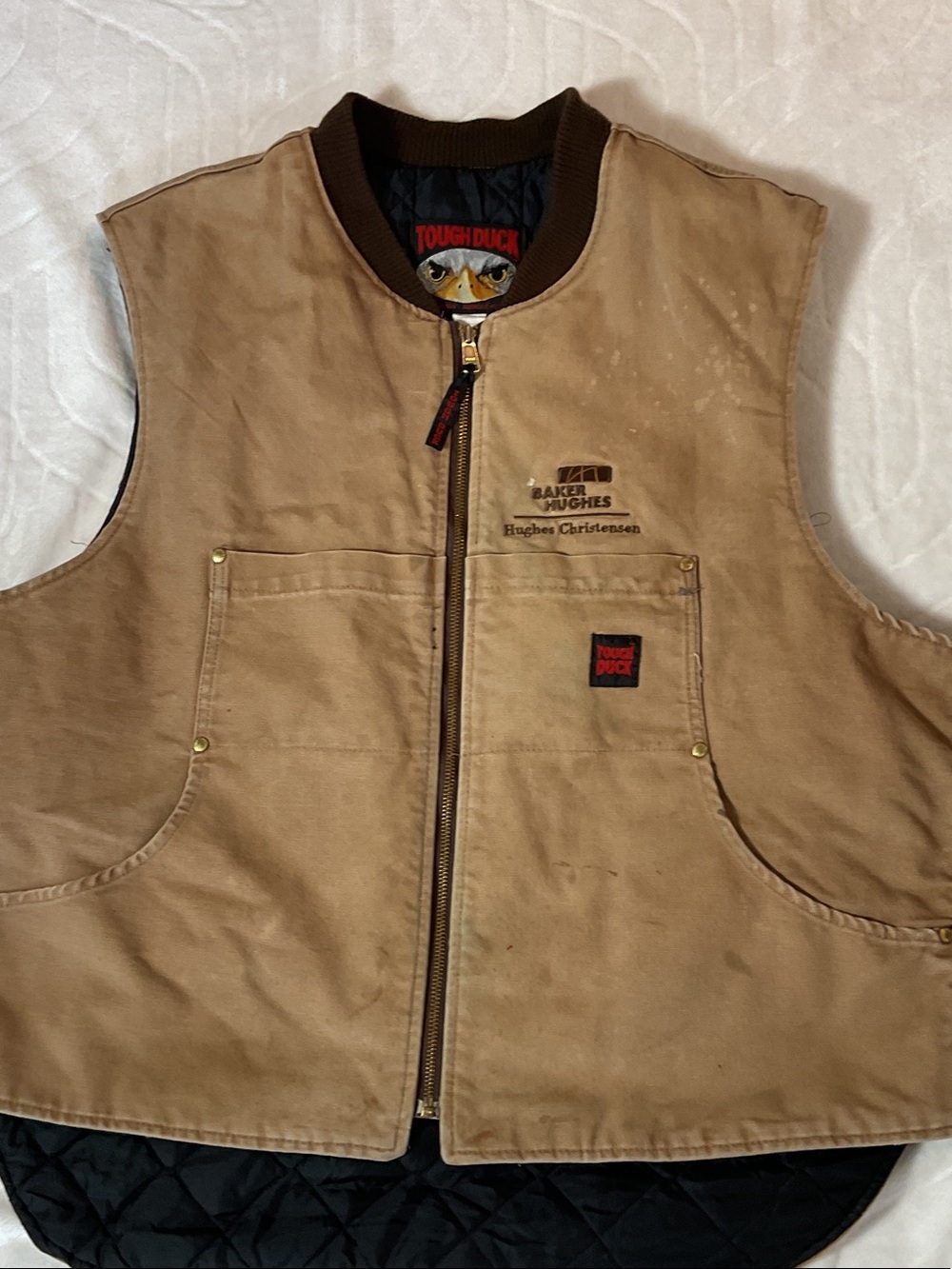 Tough Duck Men’s Brown Quilted Work Vest - Baker Hughes Embroidered